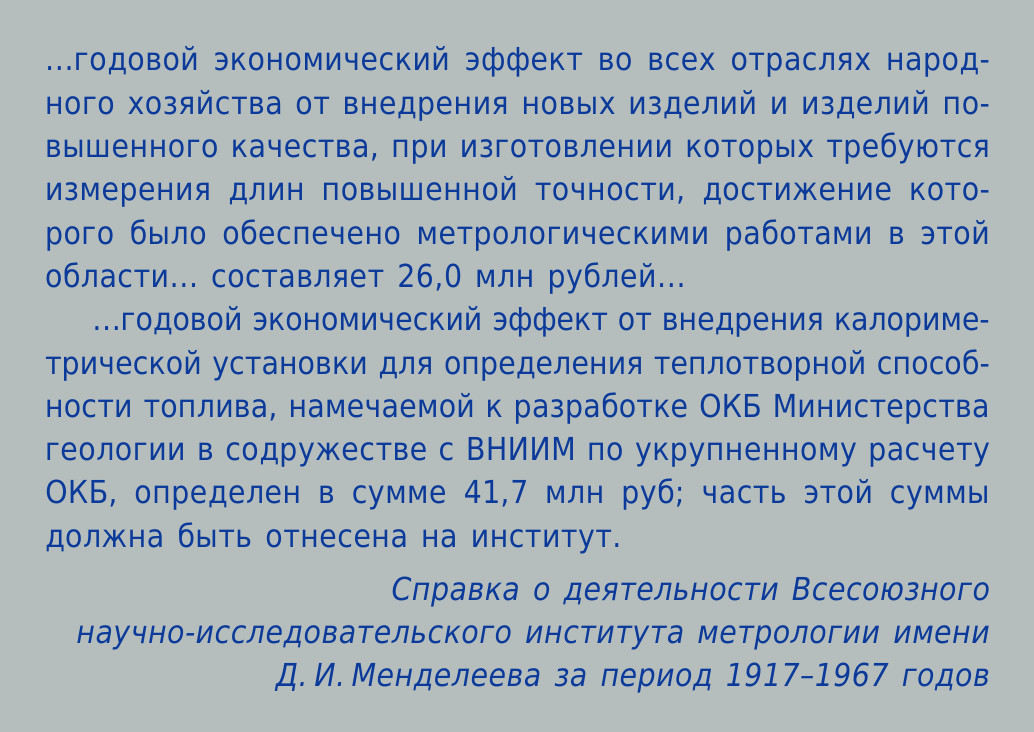 Справка о деятельности Всесоюзного научно-исследовательского института метрологии имени Д. И. Менделеева за период 1917–1967 годов