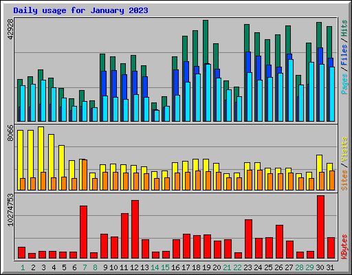 Daily usage for January 2023